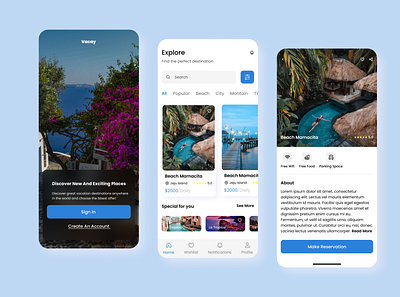 Vacation App Concept design ui ux