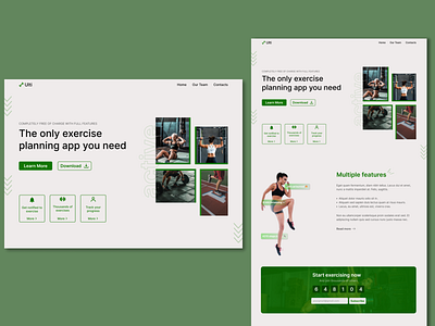 Exercising App Landing Page app branding design exercise app illustration landing page sport ui ux