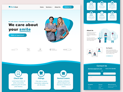 Dentist Landing Page branding dentist illustration landing page logo ui ux web design