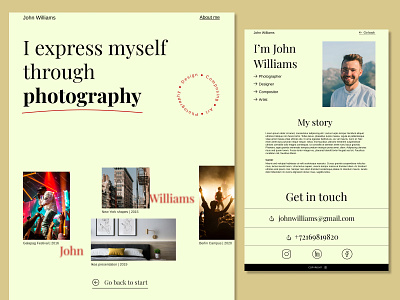 Portfolio Landing Page Design design illustration landing page modern photography portolio trendy ui ux web design