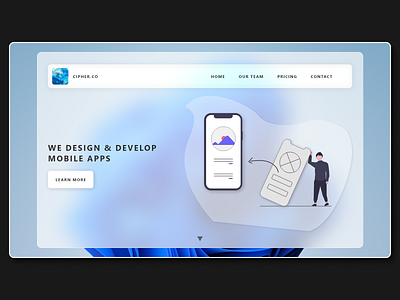 CIPHER.CO app branding design glassmorphism illustration logo transparent ui uiux ux web design web ui webs website ui webui