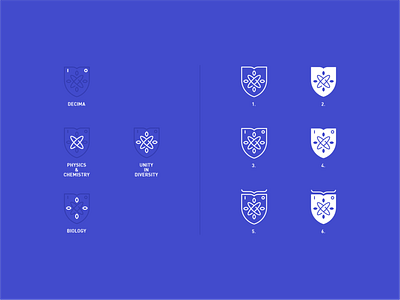 Decima biology chemistry design icon identity line logo mark physics rounded shield symbol unity in diversity