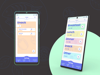 Counting calories and nutritional values - app idea app calories daily ui design figma food health mobile mockup nutrition nutritional value phone typography ui