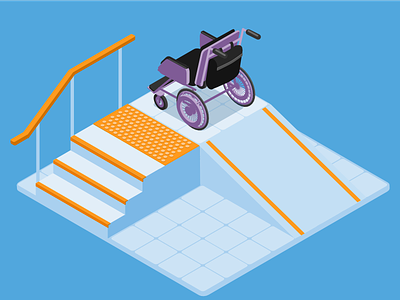 Accessible stairs & ramp accessibility illustration isometry