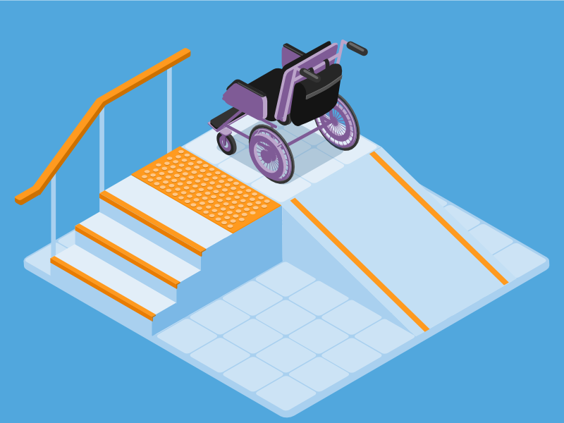 Accessible stairs & ramp illustration isometry accessibility