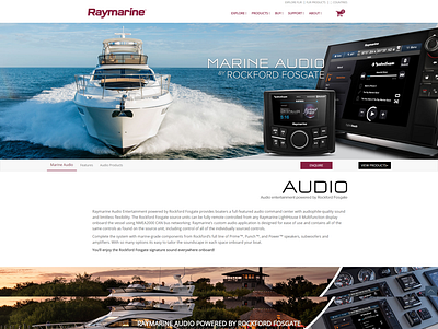 Raymarine - Marine Audio design html landing page scroll ui web