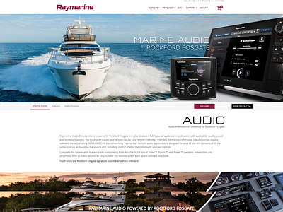 Raymarine - Marine Audio design html landing page scroll ui web