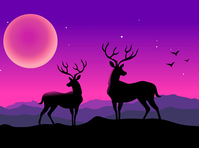 Deer Landscape graphic design illustration vector