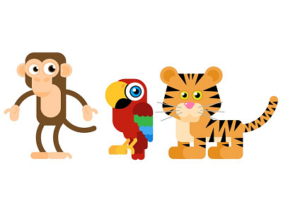 Substickers – Jungle: Monkey, parrot and tiger illustration