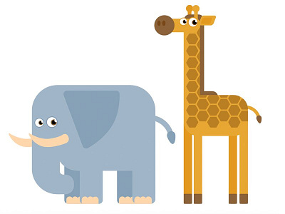 Substickers – Jungle: Elephant and giraffe illustration