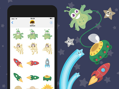 Outer Space iOS iMessage stickers alien ios iphone space stickers