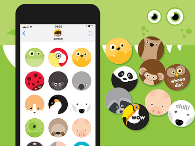 Roundimal iOS iMessage stickers animals bear gorilla ios iphone koala lion sloth stickers