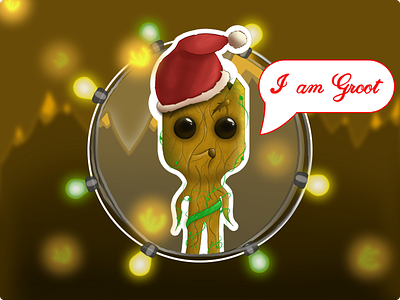 ❄ Happy New Year From Groot ❄ 2017 baby groot character design comics cts design gotgvol2 graphic designer happy new year marvel merry christmas smile