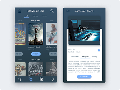 Card Cinema Amplifier assassin cartoon cinema clean grid layout mobile movie page ps ticket ui