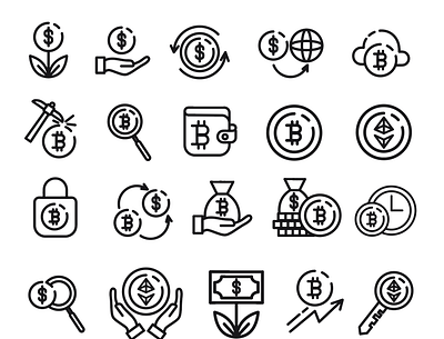 Free Cryptocurrency Investment Icon Set bitcoin branding crypto cryptocurrency design financial free icons free icons set free psd freebie icon icon pack icon set icons investment money