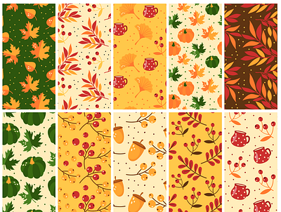 Free Autumn Pattern Set autumn pattern design fall pattern free pattern free psd freebie illustration pattern pattern pack pattern set pattern template patterns vector pattern