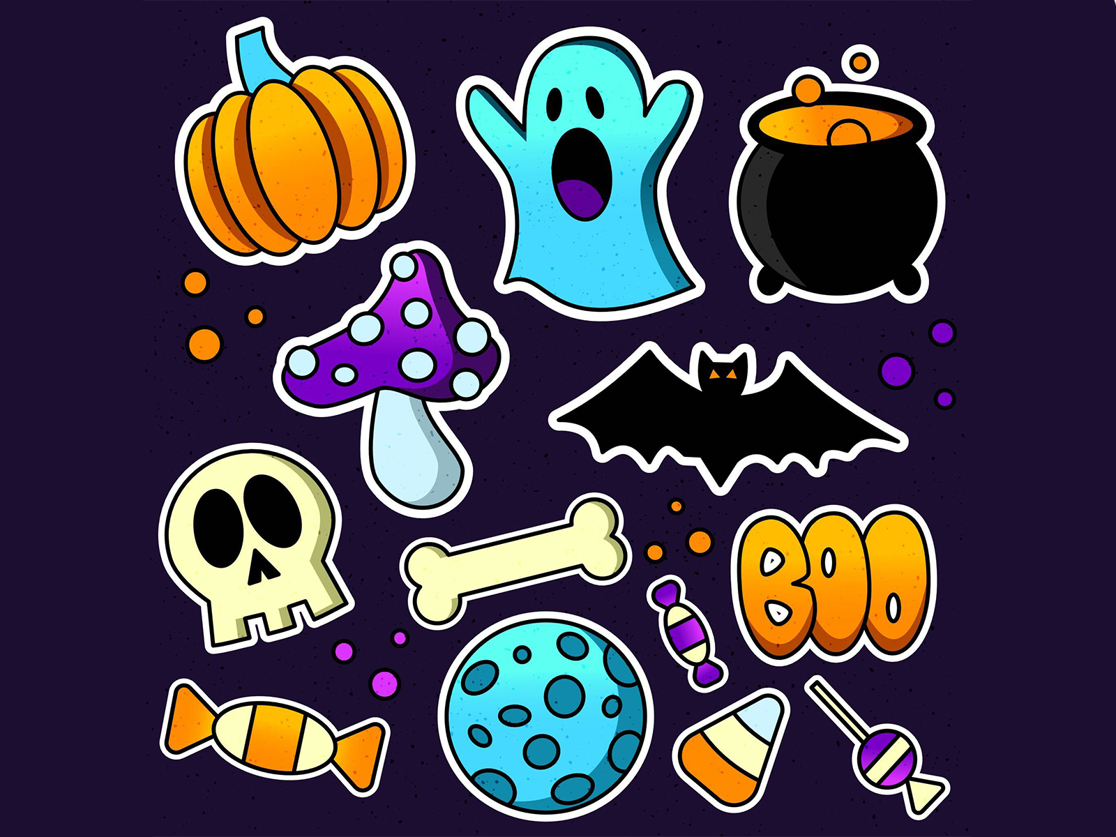 Free Halloween Sticker Set in PSD by Free PSD Templates on Dribbble