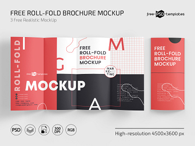 Free Roll Fold Brochure Mockup