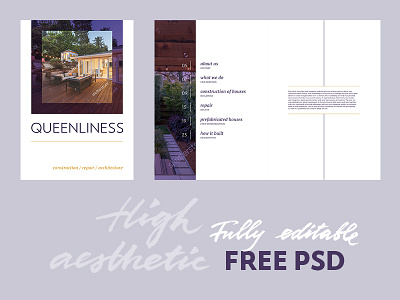 Free Real Estate Brochure Template art boards brochure clean commercial use download free freebie magazine print psd violet