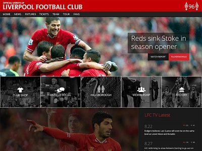 Liverpool FC Site re-design design gerrard lfc liverpool suarez website ynwa