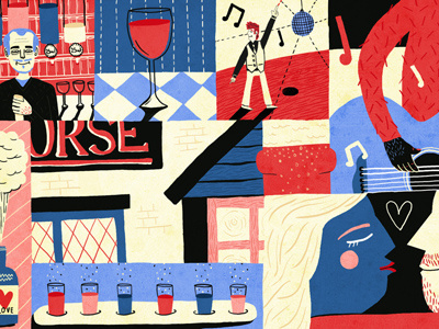 Drinking digital editorial illustration