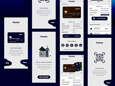 Pocket : Cards wallet app app app design blue design minimalistic mobile application mobile wallet mockup ui ui design user interface ux design