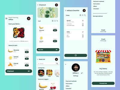 Grocery store payment app app design grocery app high fidelity mobile application mockup online payment prototype ui user interface ux wireframe