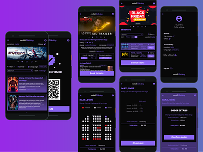 Movie tickets booking app : mobileTicketing app app design booking branding case study design mobile application mockup movie ui user interface ux