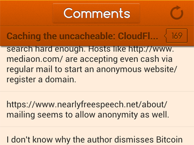 HN screenshot #2, WIP android comfortaa hacker news opensource preview screenshot wip