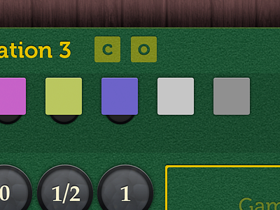 Gameboard casino coins green
