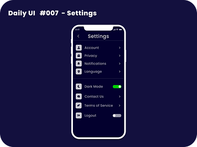Daily UI #007 - Settings app branding design illustration typography ux