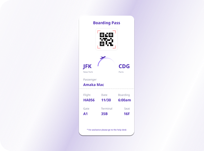 Daily UI #024 - Boarding Pass mobile app typography ui vector