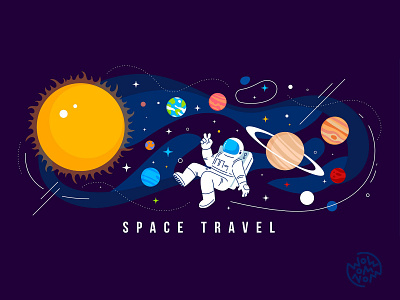 Astronaut in space astronaut design illustration solar system space spaceman travel vector