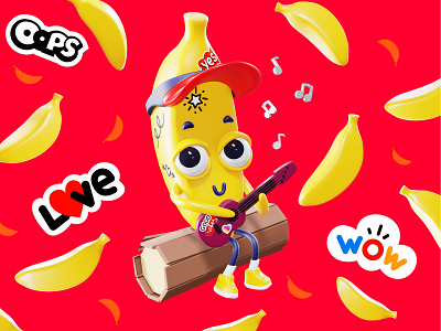 Fruit character | Banana 3d banana blender character design fruit guitar illustration juicy relax