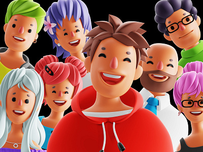 3d avatars band 3d avatar blender business character design different happy illustration man people smile team woman