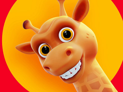 Giraffe 3d animal blender character design emotion giraffe happy head illustration smile