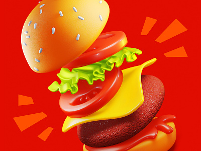 CheeseBurger 3d blender burger cheese cheeseburger delicious design fastfood food hamburger illustration tasty