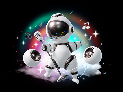 Space music 3d astronaut blender character design galaxy illustration man music sing singer space spaceman spacewalker