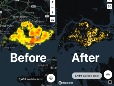 Before and after comparison of heatmap heatmap singapore taxi
