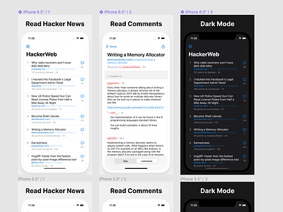 App Store Screenshots for HackerWeb 2.0 appstore hackernews hackerweb ios screenshots