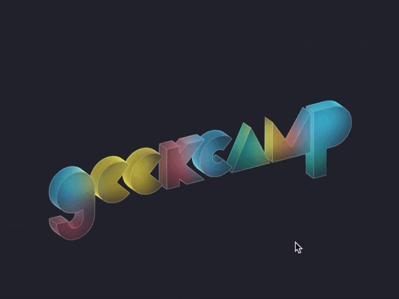 Geekcamp logo, colorful glass version 3d geekcampsg logo spline splinetool
