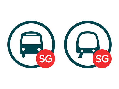Two logos for two transportation apps bus icon logo metro sg singapore subway train transport transportation