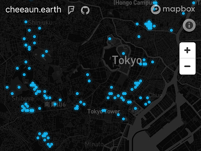 cheeaun.earth - Tokyo checkins earth foursquare map swarm tokyo
