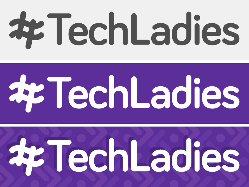 TechLadies logo proposal hashtag purple logo women ladies tech programming coding bootcamp meetup singapore techladies