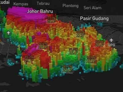 Rain area radar in 3D 3d map rain singapore weather