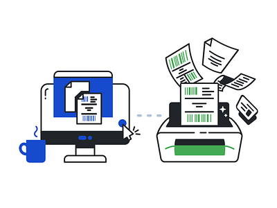 Download / Print branding computer design flat design icon illustration inkscape monitor printer printing ui vector