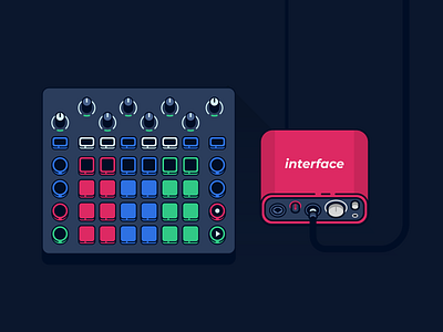 Diffuse cover // audio interface & drumpad audio audio interface cover photo drumpad icon illustration music music icon production production icon vector