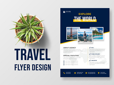 Travel agency promotional minimal flyer design