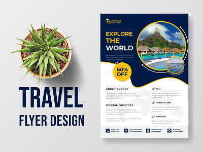 Travel editable flyer template design flyer