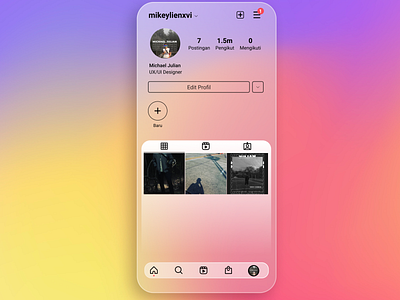 Instagram Profile on Glassmorphism app graphic design icon typography ui